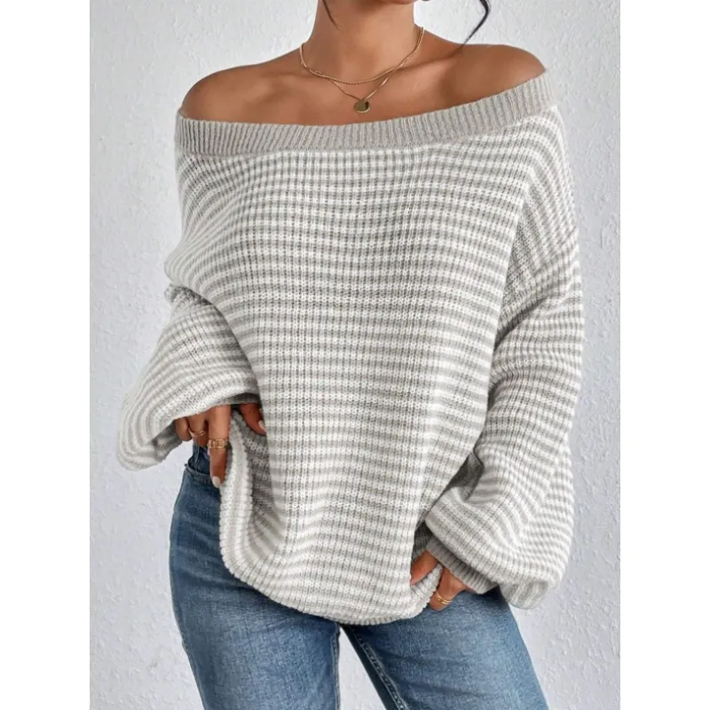 Women's Relaxed Oversized Striped Knit Sweater