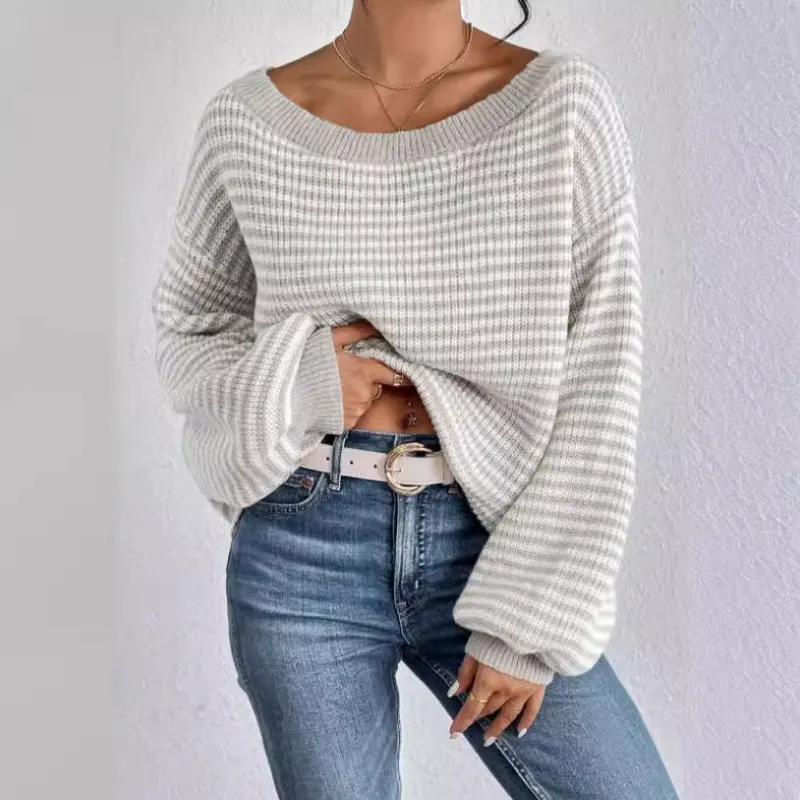 Women's Relaxed Oversized Striped Knit Sweater