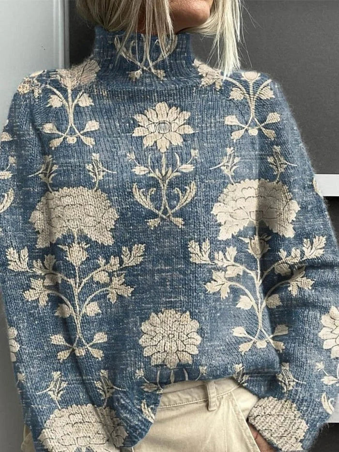 Women's Stylish Embroidered Turtleneck Sweater