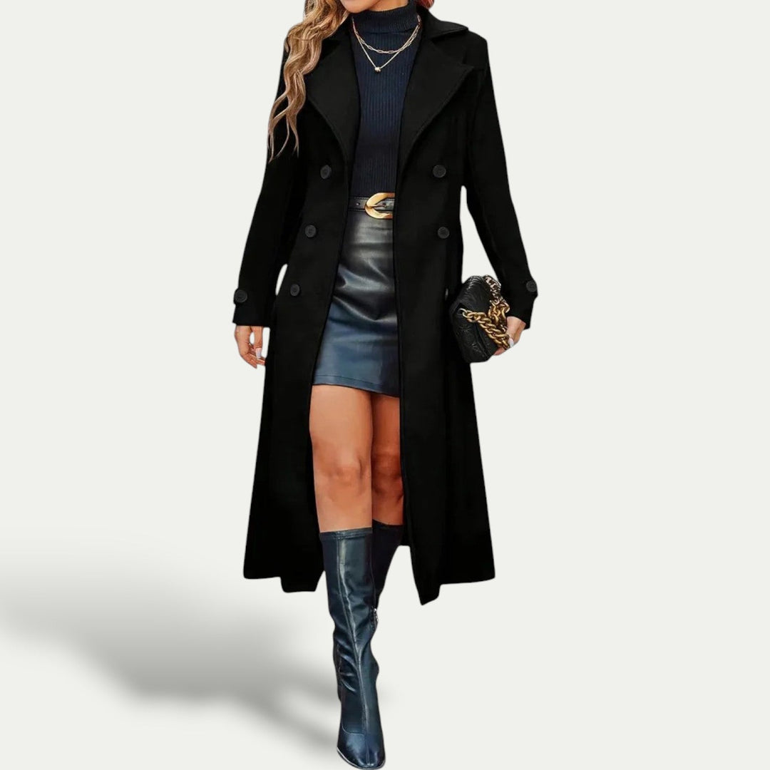Women's Elegant Double-Breasted Long Coat
