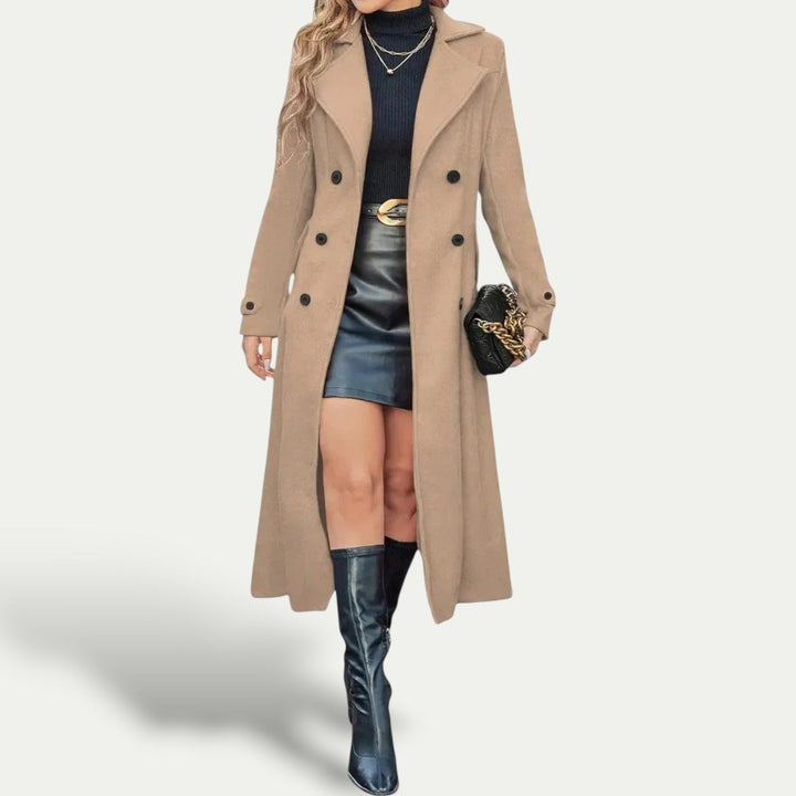 Women's Elegant Double-Breasted Long Coat