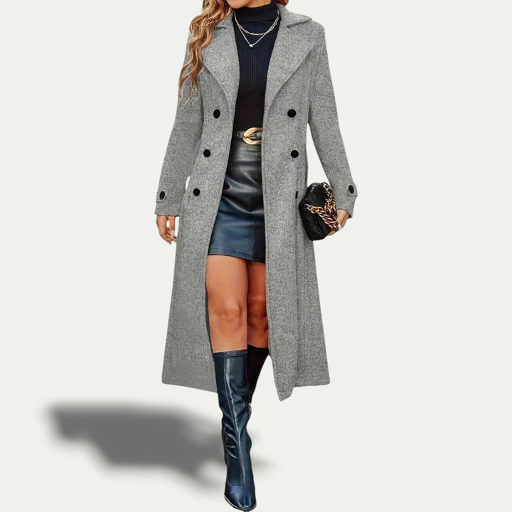 Women's Elegant Double-Breasted Long Coat