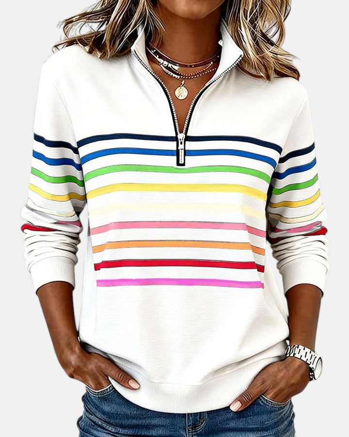 Women's Timeless Striped Quarter-Zip Sweater