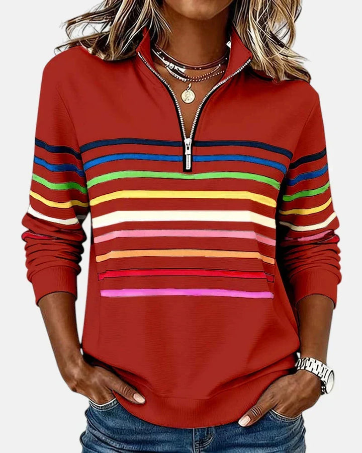 Women's Timeless Striped Quarter-Zip Sweater