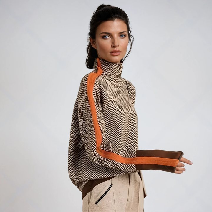 Riley™ | Jumper with high collar and contrasting stripes