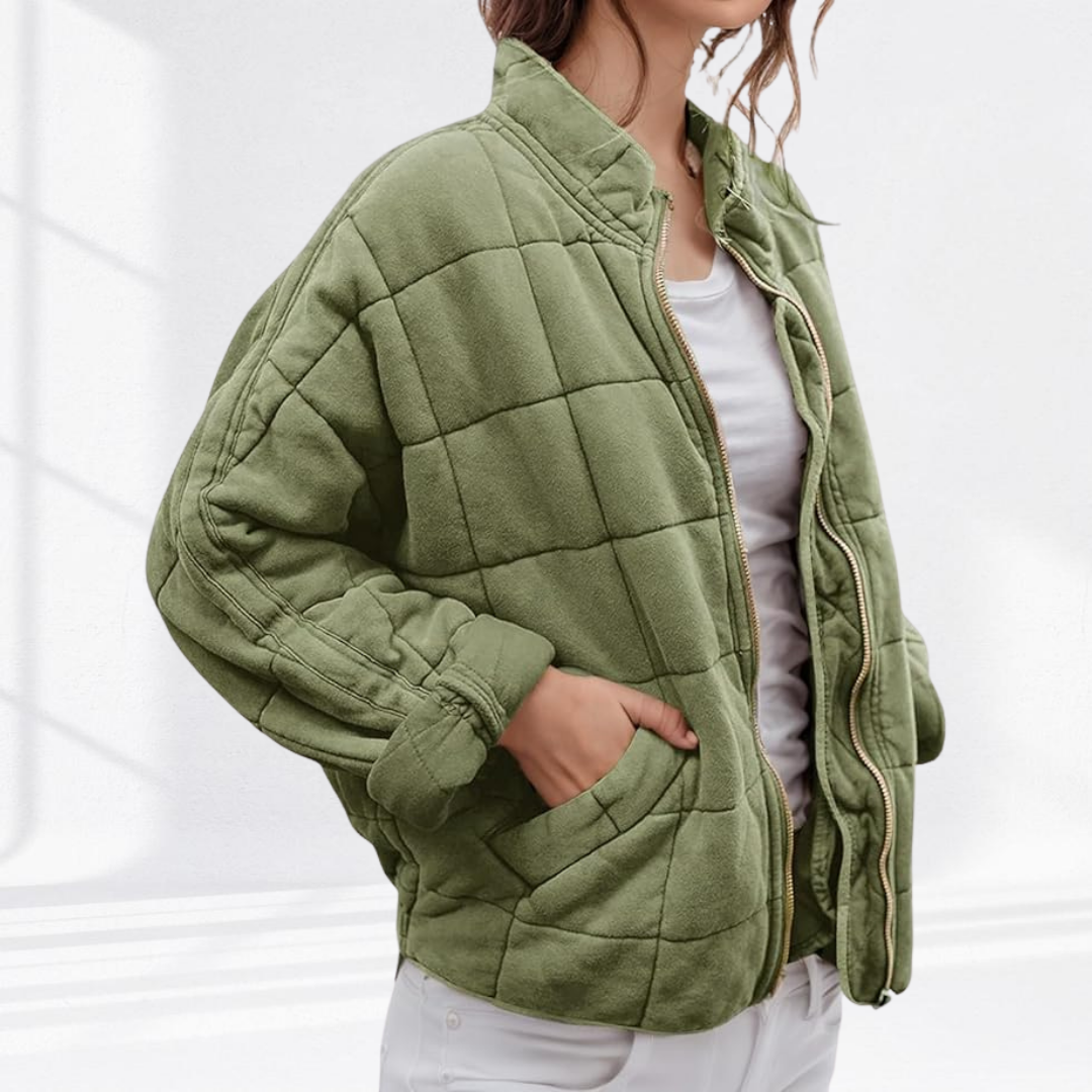 Women's Relaxed Mock Neck Quilted Puffer Jacket