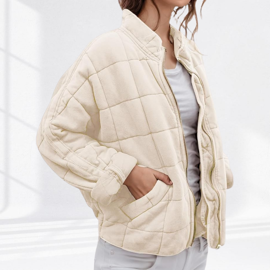 Women's Relaxed Mock Neck Quilted Puffer Jacket