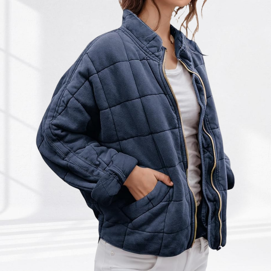 Women's Relaxed Mock Neck Quilted Puffer Jacket