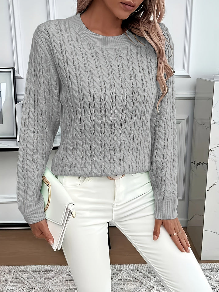 Women's Polished Cable Knit Crewneck Sweater