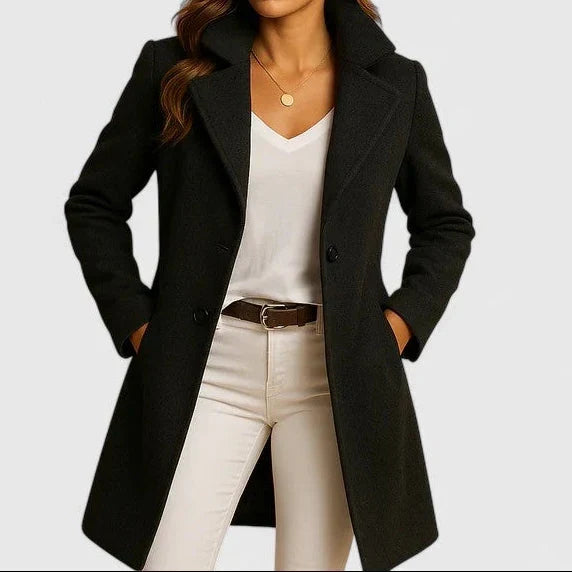 Women's Stylish Double-Breasted Long Wool Coat