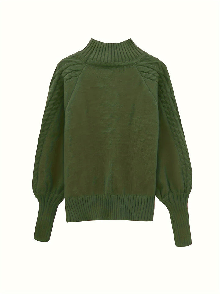 Women's Stylish Cable Knit Sweater with Mock Neck