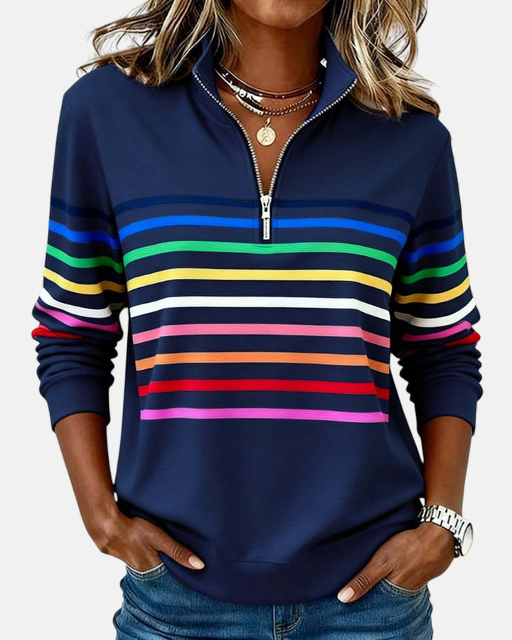 Women's Timeless Striped Quarter-Zip Sweater