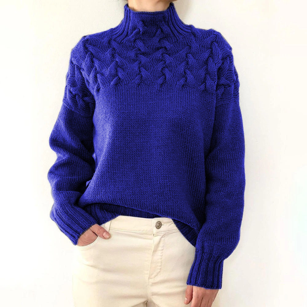 Women's Elegant Cable Knit Turtleneck Sweater