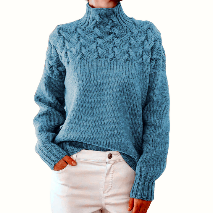 Women's Elegant Cable Knit Turtleneck Sweater
