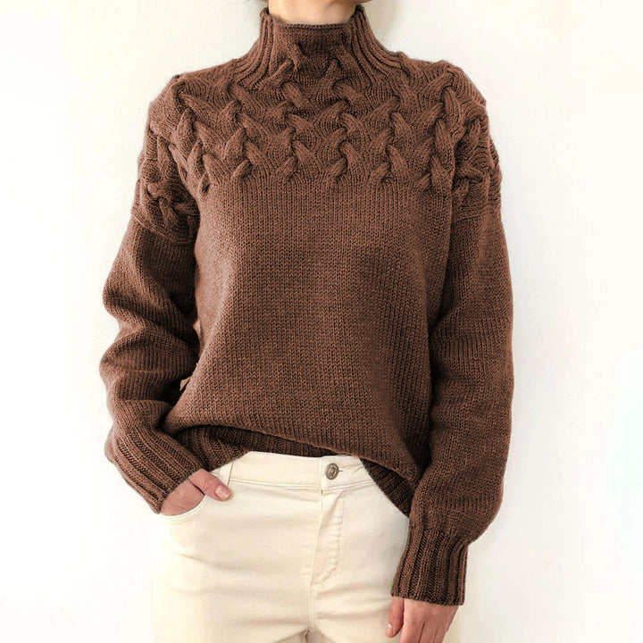 Women's Elegant Cable Knit Turtleneck Sweater