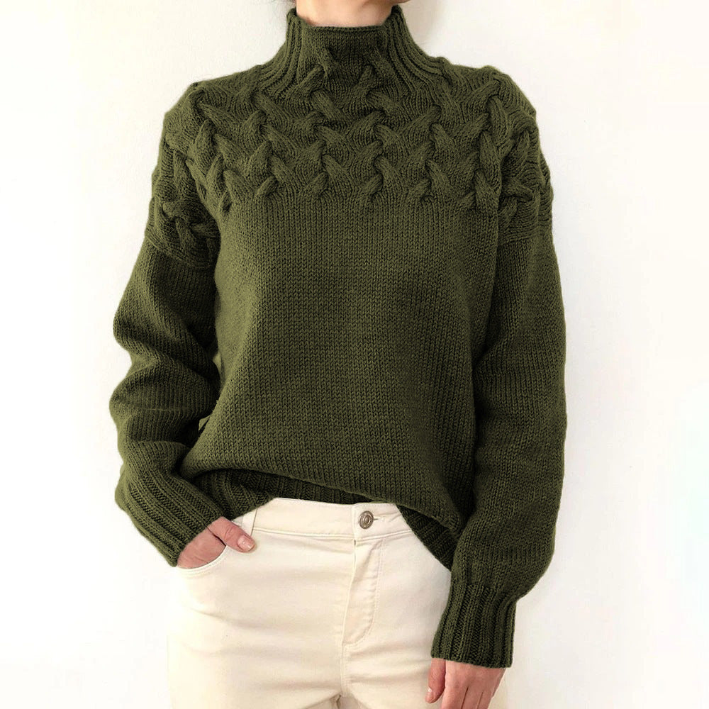 Women's Elegant Cable Knit Turtleneck Sweater