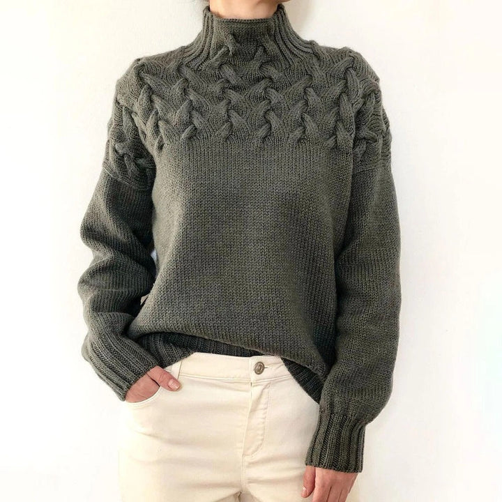 Women's Elegant Cable Knit Turtleneck Sweater