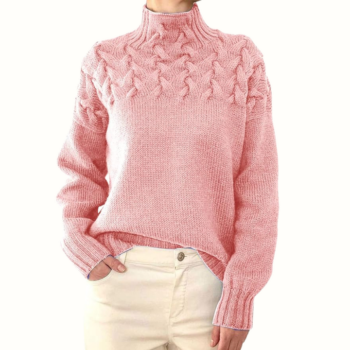 Women's Elegant Cable Knit Turtleneck Sweater