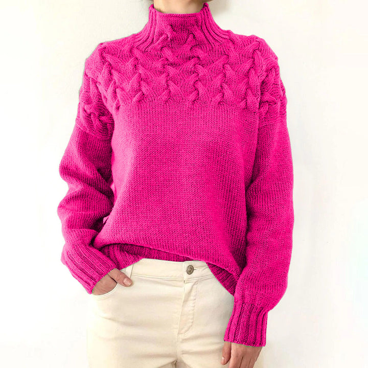 Women's Elegant Cable Knit Turtleneck Sweater