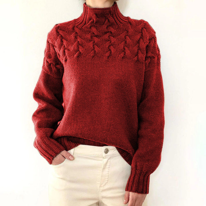 Women's Elegant Cable Knit Turtleneck Sweater