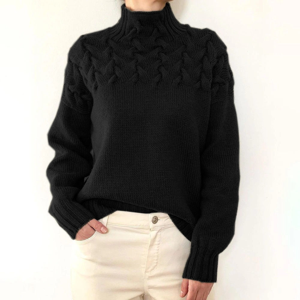 Women's Elegant Cable Knit Turtleneck Sweater