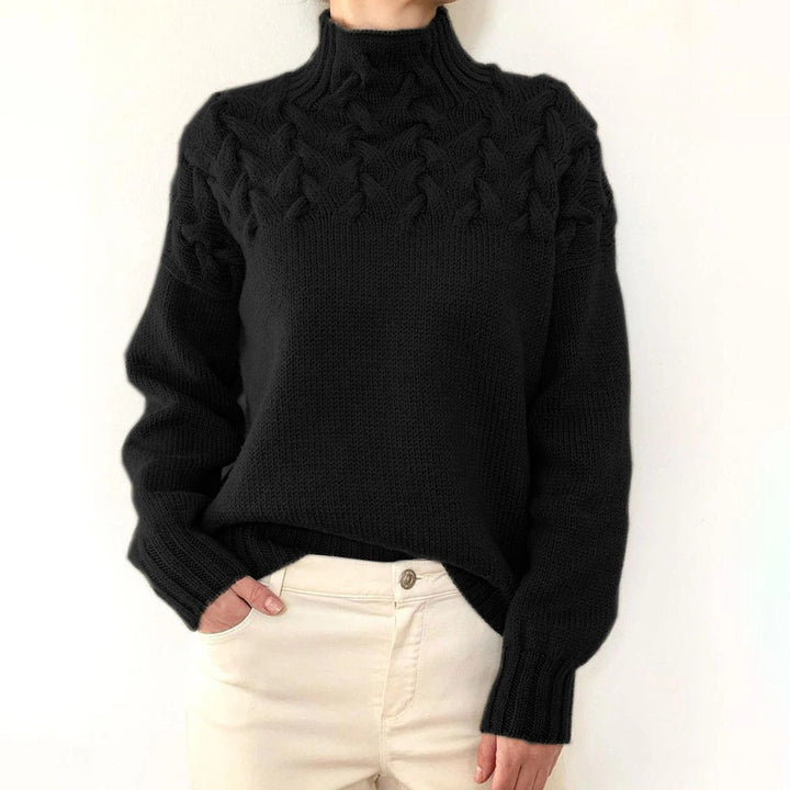 Women's Elegant Cable Knit Turtleneck Sweater