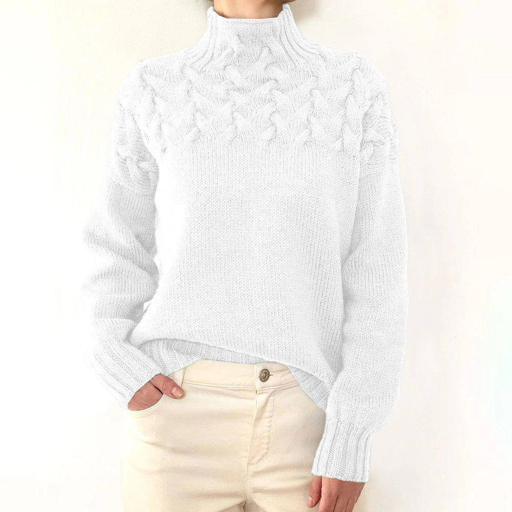Women's Elegant Cable Knit Turtleneck Sweater