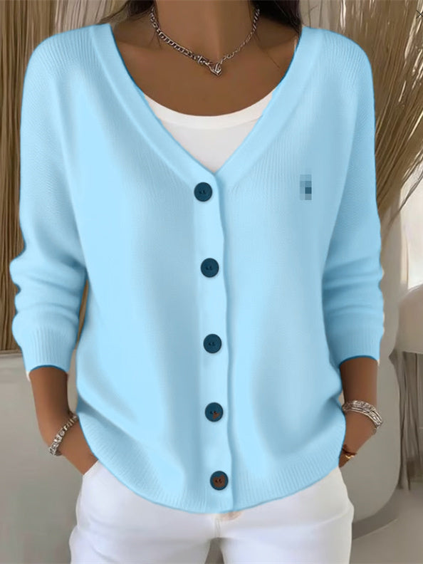 Women's Classic Ribbed Knit Cardigan with Button Front