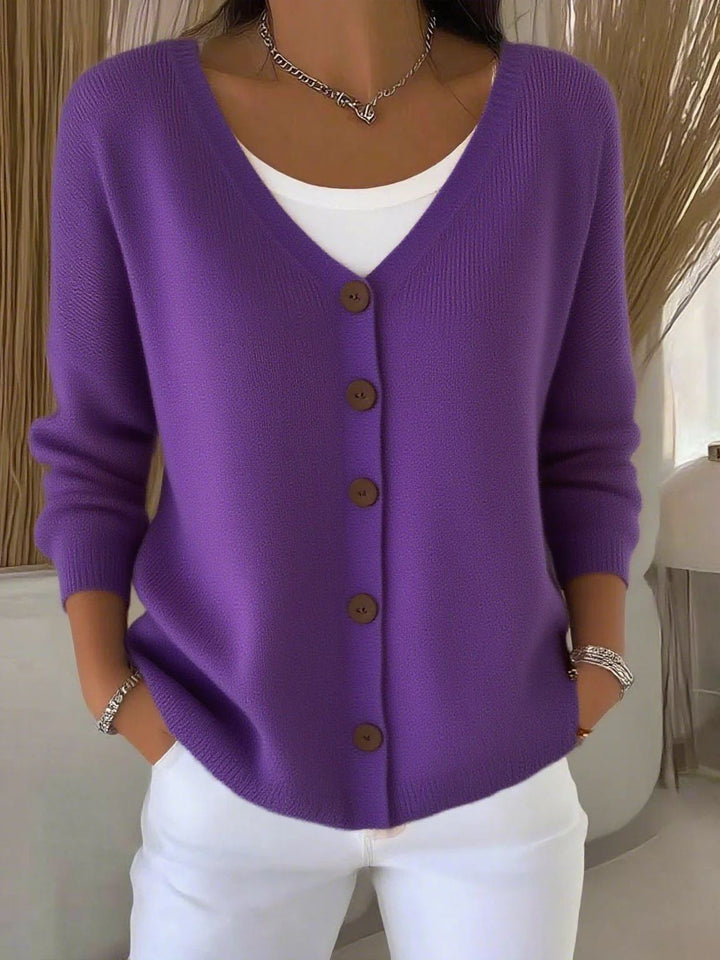 Women's Classic Ribbed Knit Cardigan with Button Front