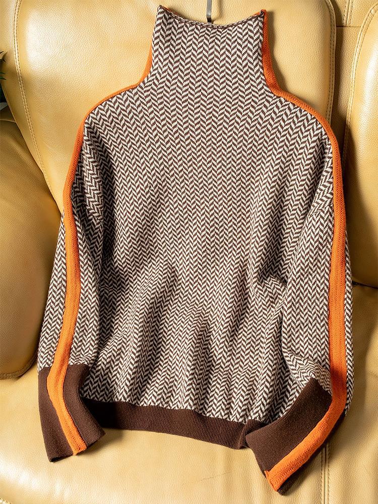 Riley™ | Jumper with high collar and contrasting stripes