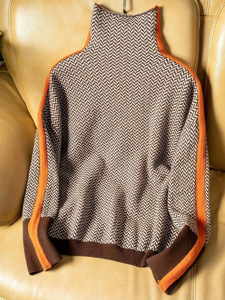 Riley™ | Jumper with high collar and contrasting stripes