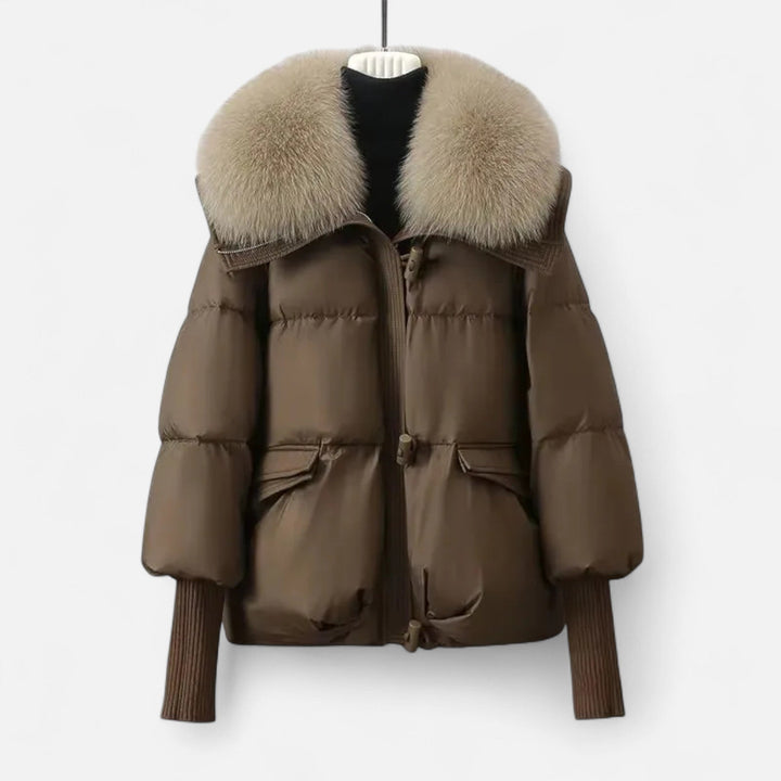 Women's Stylish Puffer Jacket with Fur Collar