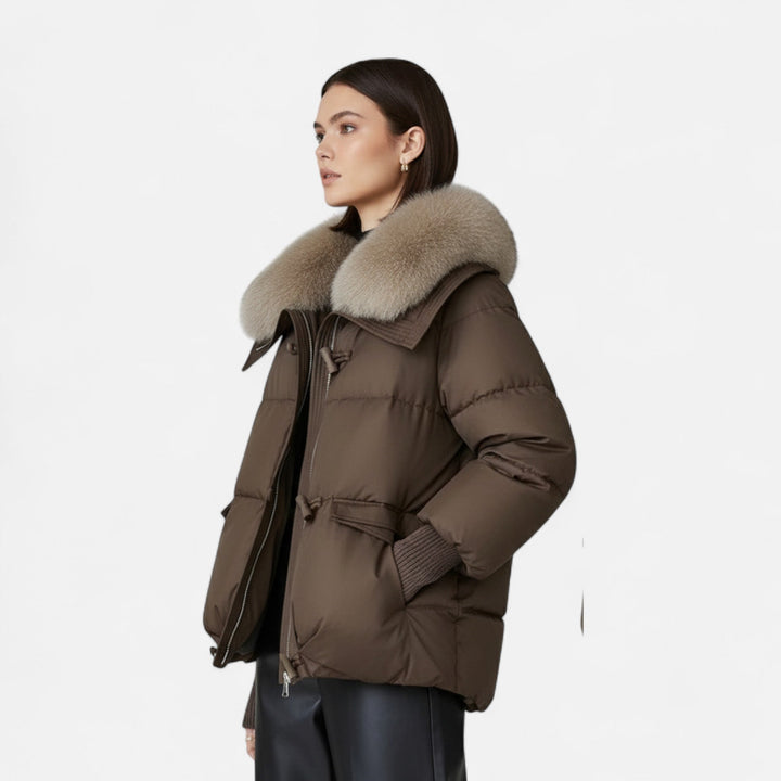 Women's Stylish Puffer Jacket with Fur Collar