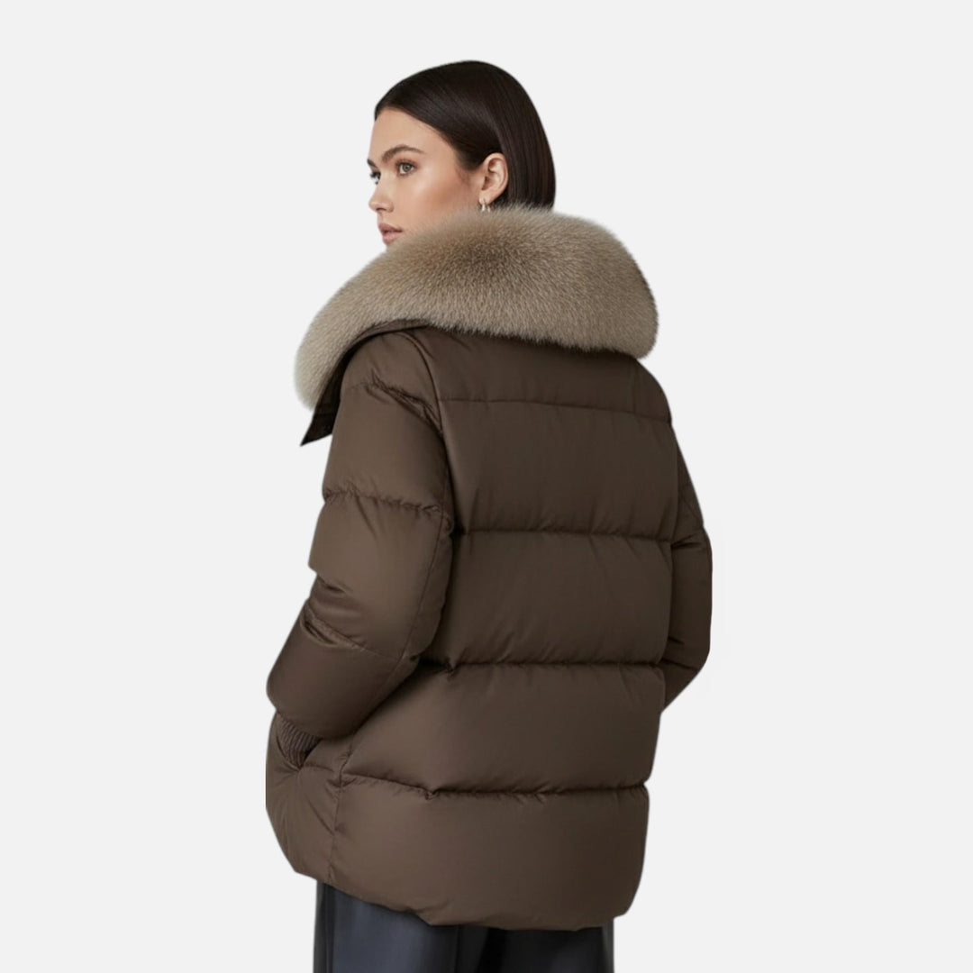 Women's Stylish Puffer Jacket with Fur Collar