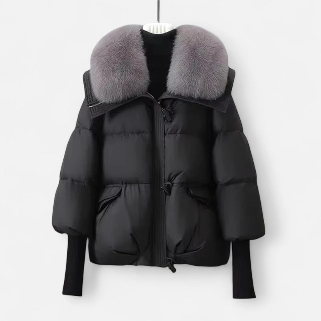 Women's Stylish Puffer Jacket with Fur Collar