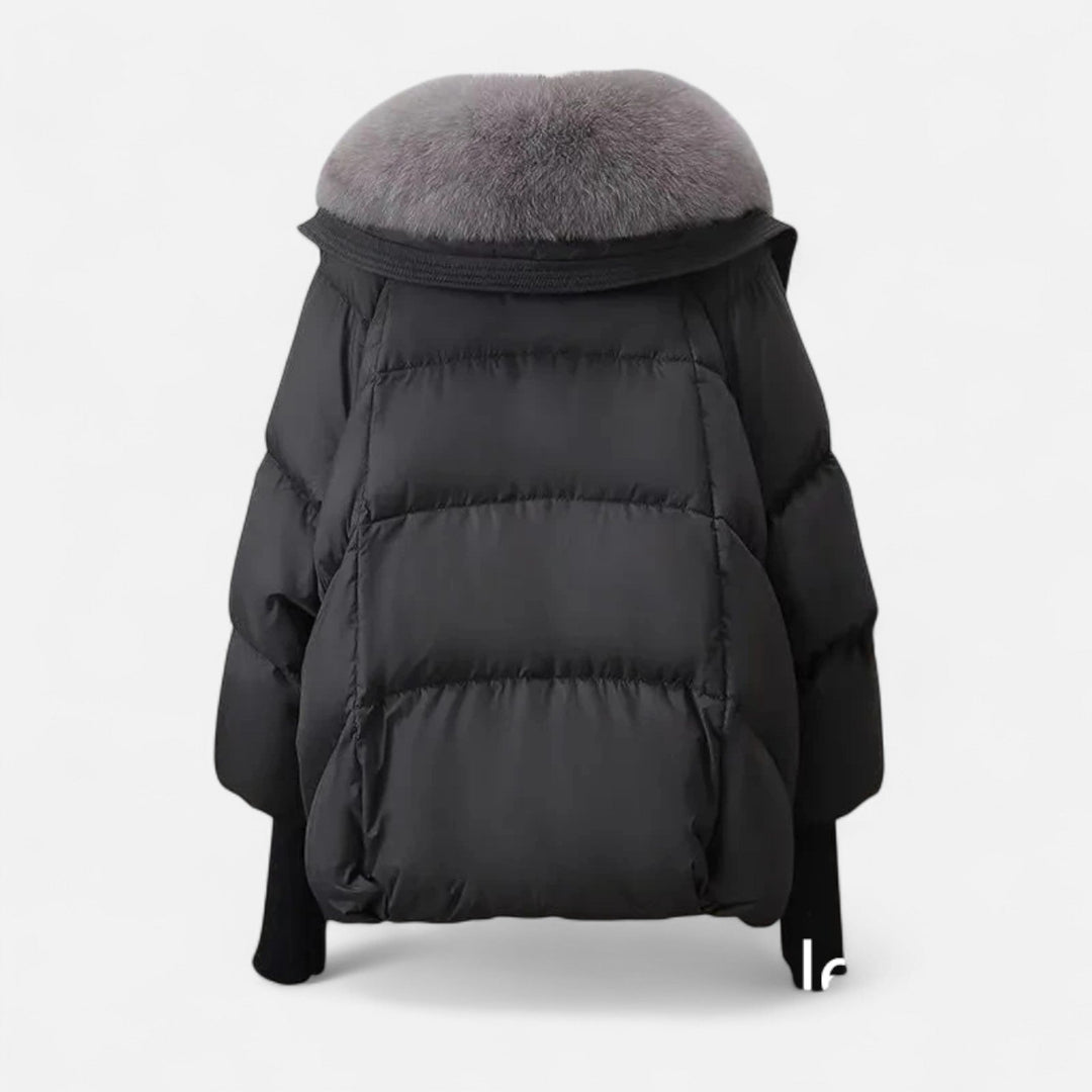 Women's Stylish Puffer Jacket with Fur Collar