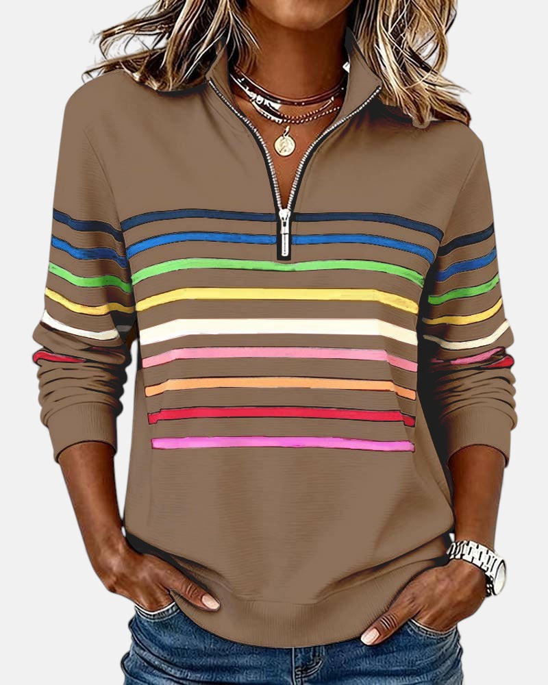Women's Timeless Striped Quarter-Zip Sweater