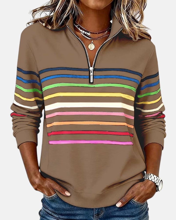 Women's Timeless Striped Quarter-Zip Sweater