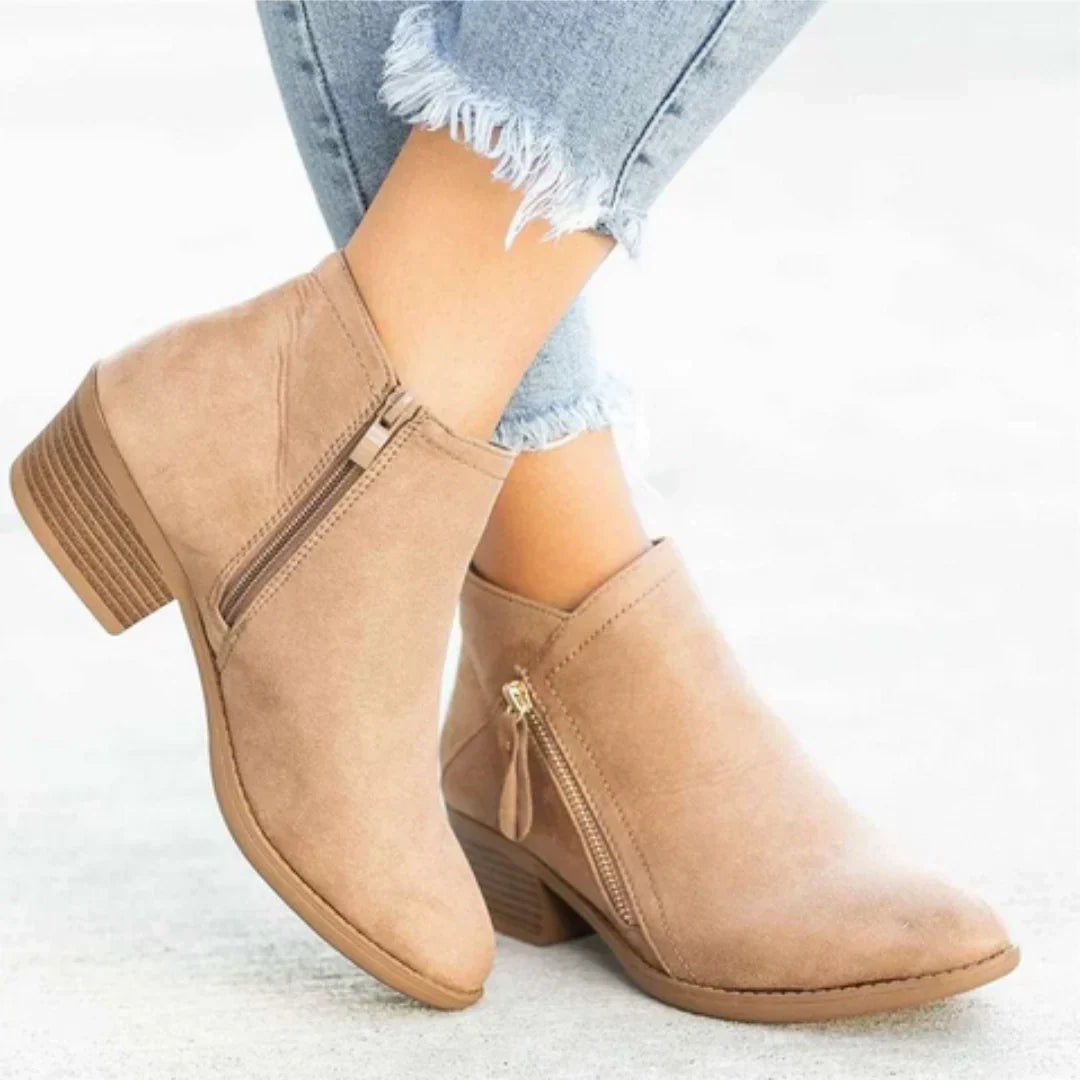 Women's Modern Suede Heeled Ankle Boots