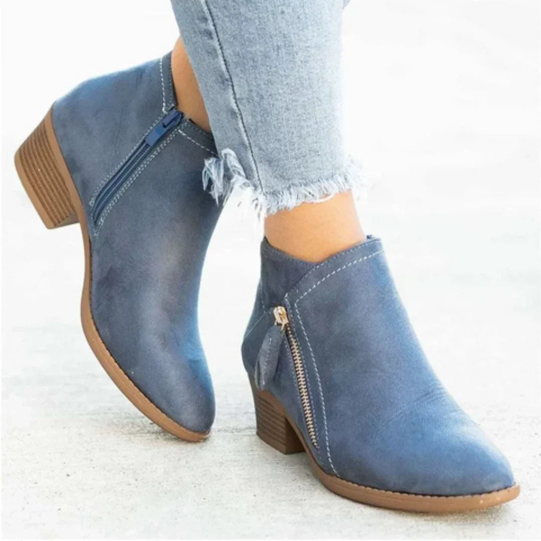 Women's Modern Suede Heeled Ankle Boots