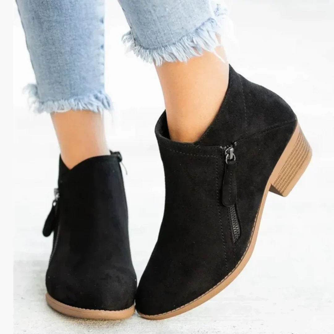 Women's Modern Suede Heeled Ankle Boots