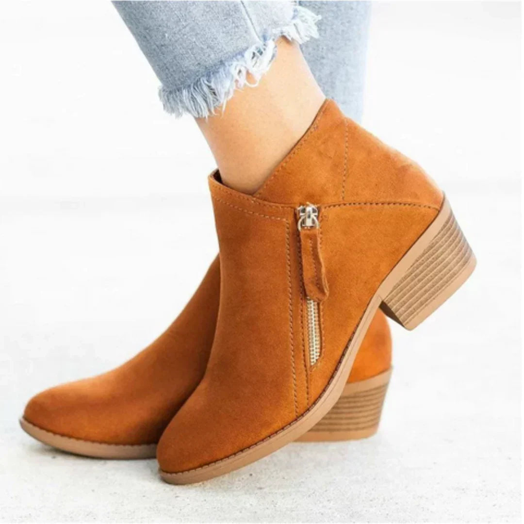 Women's Modern Suede Heeled Ankle Boots