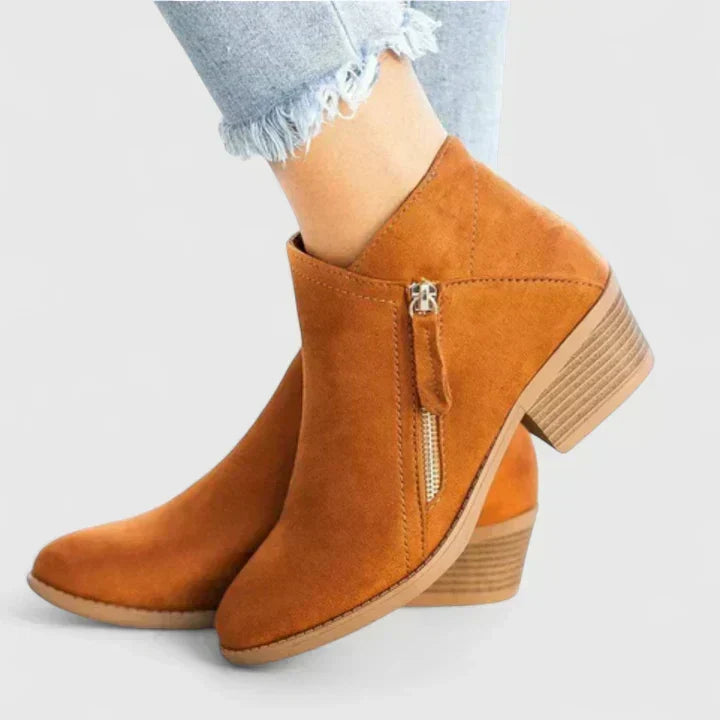 Women's Modern Suede Heeled Ankle Boots