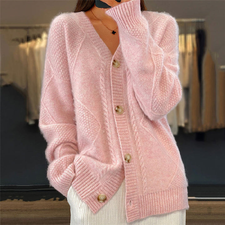 Women's Stylish Cable Knit Button Up Cardigan