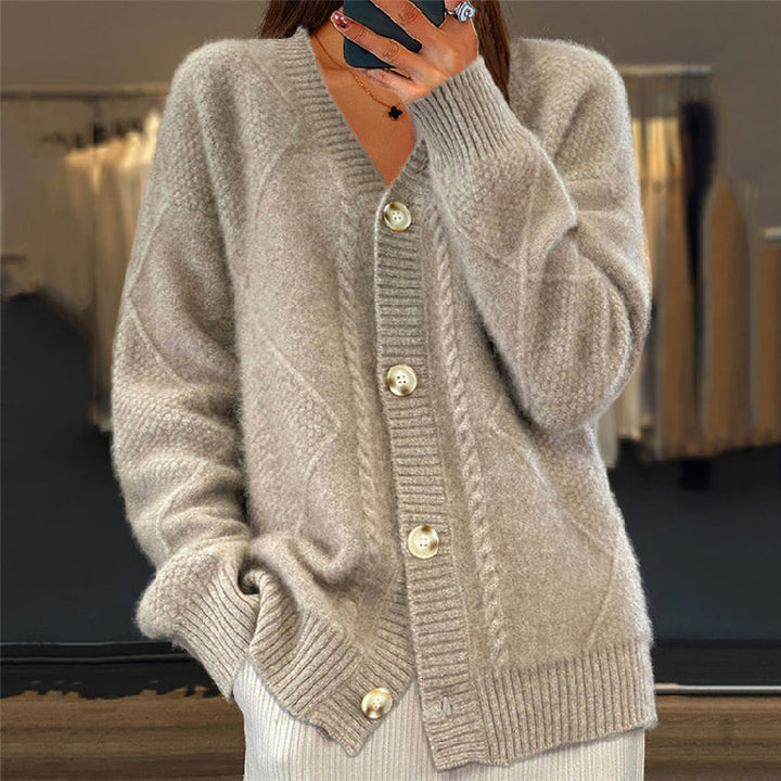Women's Stylish Cable Knit Button Up Cardigan