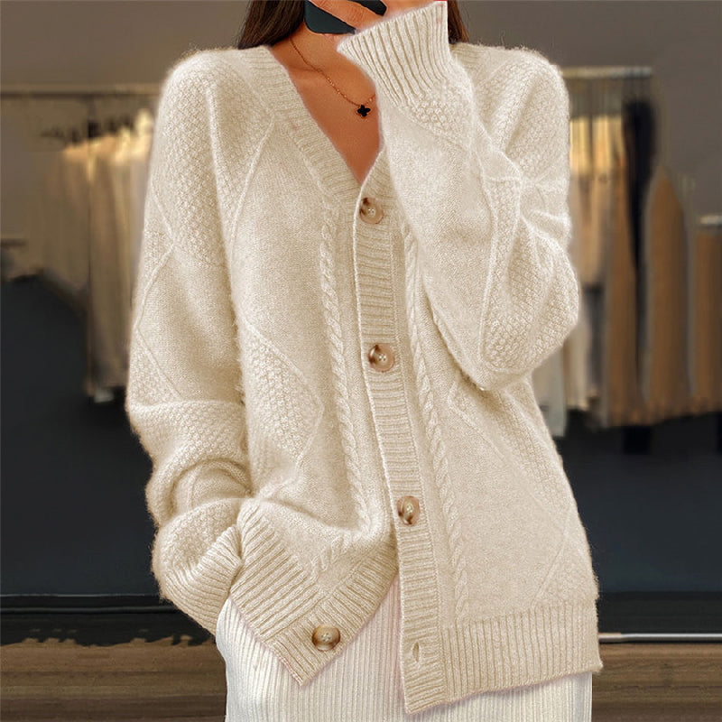 Women's Stylish Cable Knit Button Up Cardigan