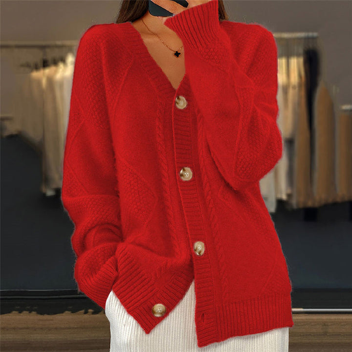 Women's Stylish Cable Knit Button Up Cardigan