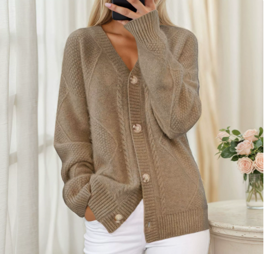 Women's Stylish Cable Knit Button Up Cardigan