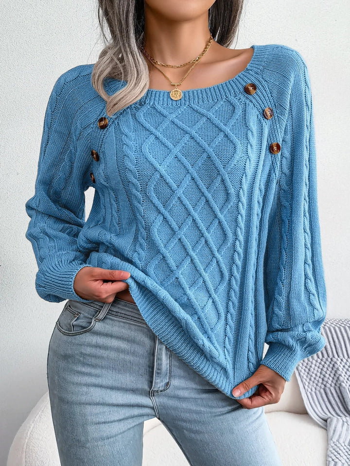 Women's Timeless Cable Knit Sweater with Crewneck