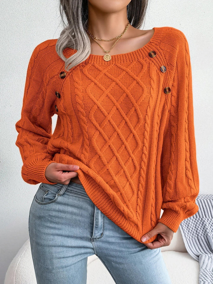 Women's Timeless Cable Knit Sweater with Crewneck